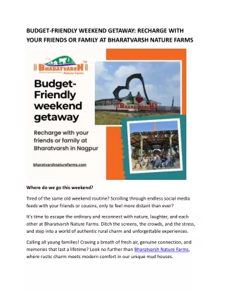 BUDGET-FRIENDLY WEEKEND GETAWAY RECHARGE WITH YOUR FRIENDS OR FAMILY