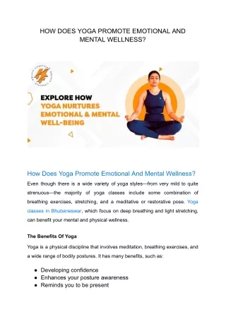 HOW DOES YOGA PROMOTE EMOTIONAL AND MENTAL WELLNESS