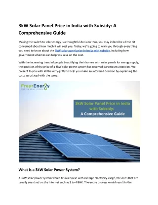 3kW Solar Panel Price in India with Subsidy_ A Comprehensive Guide