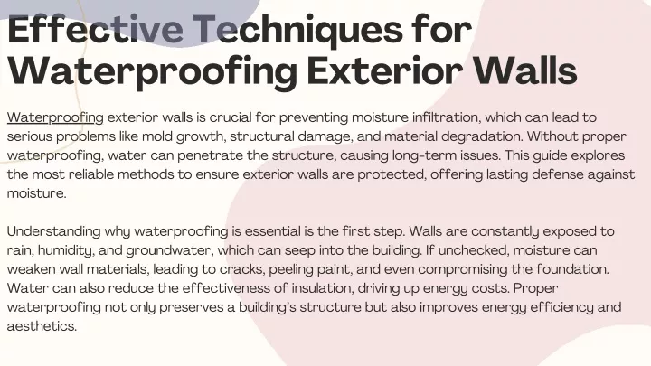 effective techniques for waterproofing exterior