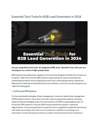 essential tech tools for b2b lead generation