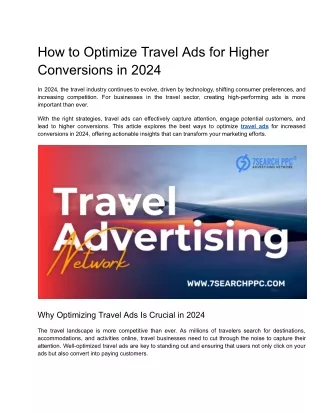 How to Optimize Travel Ads for Higher Conversions in 2024