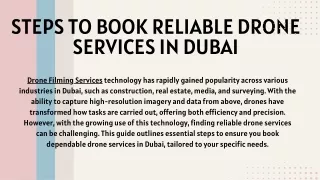 STEPS TO BOOK RELIABLE DRONE SERVICES IN DUBAI
