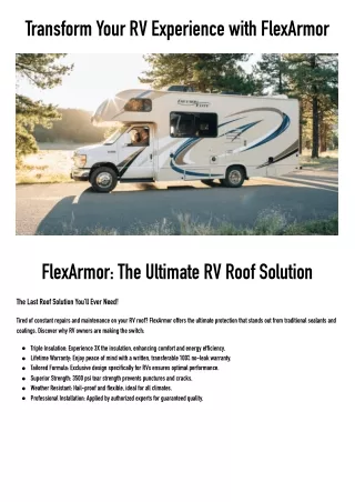 Ultimate Protection: FlexArmor for Your RV Roof