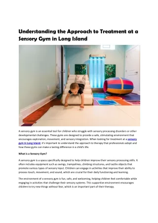 Sensory Gym Long island: Get An Evidence-Based Practices