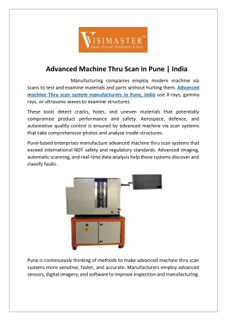 Advanced Machine Thru Scan in Pune