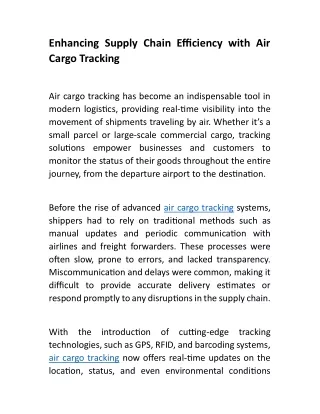 enhancing supply chain efficiency with air cargo