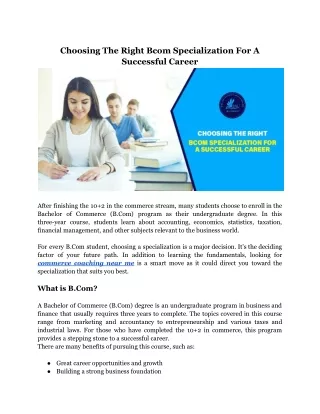Choosing The Right Bcom Specialization For A Successful Career