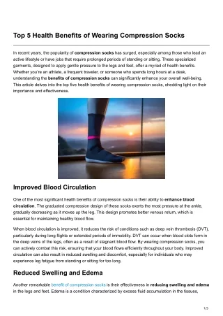 Top 5 Health Benefits of Wearing Compression Socks