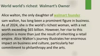 Woman in the World as Walmart’s Owner