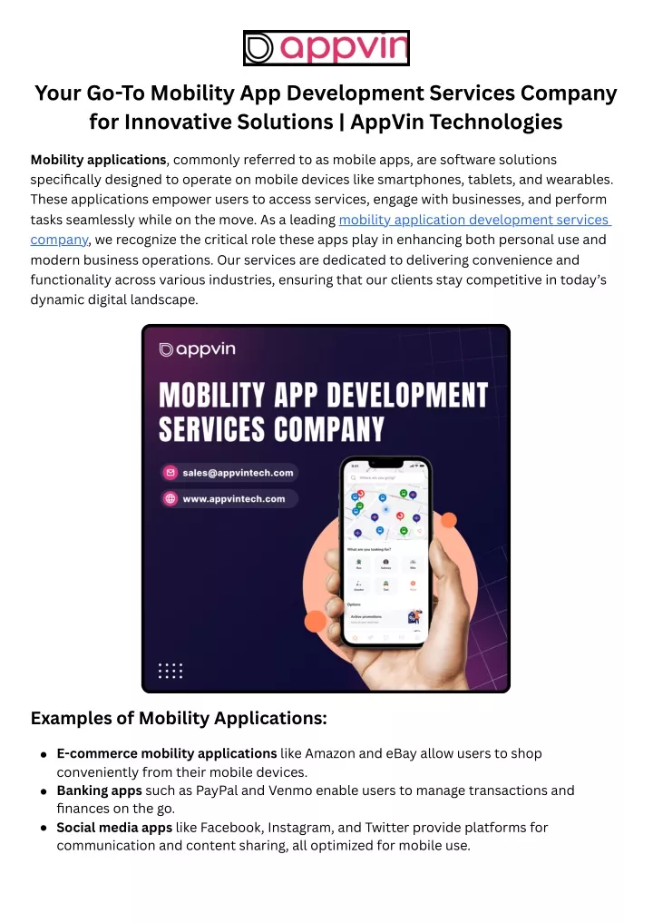 your go to mobility app development services