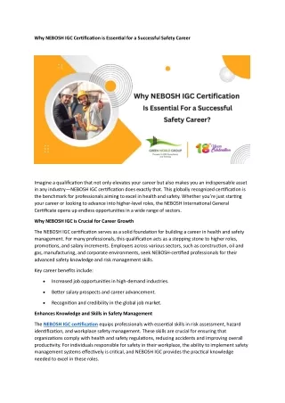 why nebosh igc certification is essential