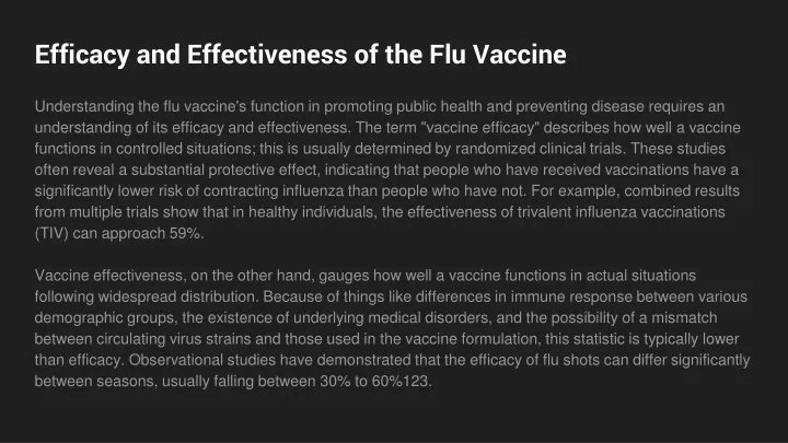 efficacy and effectiveness of the flu vaccine