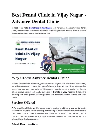 Best Dental Clinic in Vijay Nagar - Advance Dental Clinic