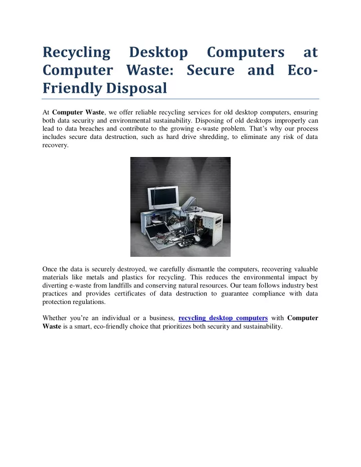 recycling computer waste secure and eco friendly