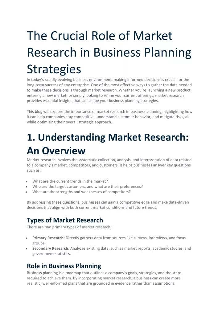 the crucial role of market research in business