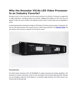 Why the Novastar VX16s LED Video Processor Is an Industry Favorite?