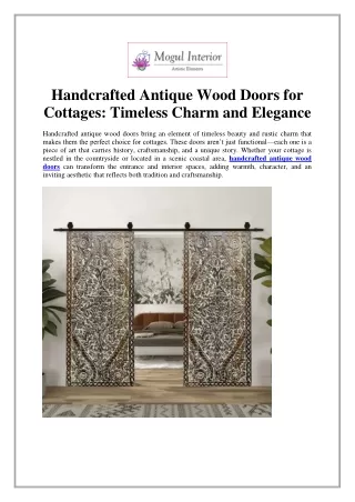 Handcrafted Antique Wood Doors for Cottages - Mogul Interior