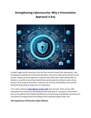 Strengthening Cybersecurity: Why a Preventative Approach is Key