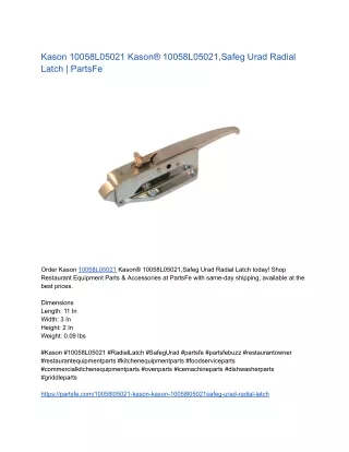 Kason 10058L05021 Kason® 10058L05021,Safeg Urad Radial Latch | PartsFe