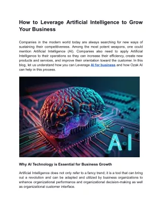 How to Leverage Artificial Intelligence to Grow Your Business