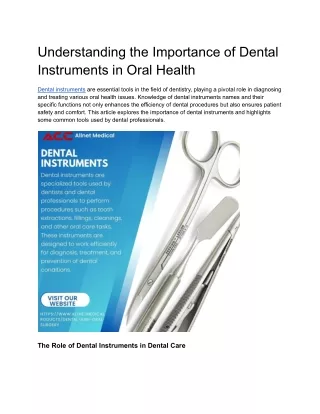 Understanding the Importance of Dental Instruments in Oral Health
