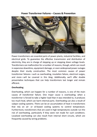 power transformer failures causes prevention