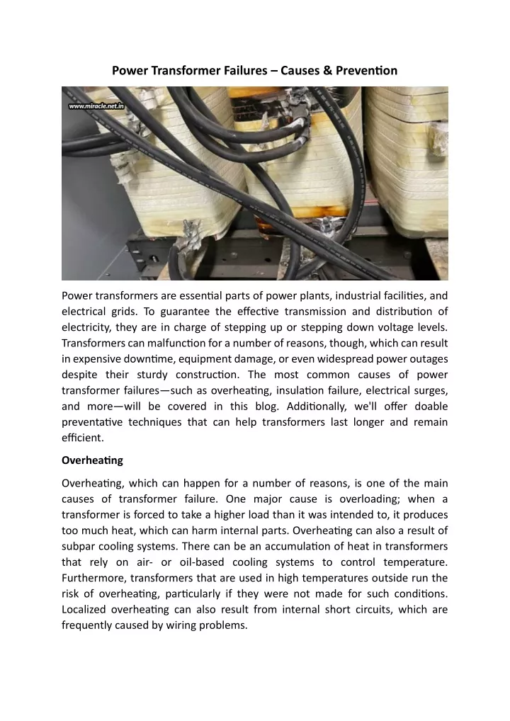 power transformer failures causes prevention