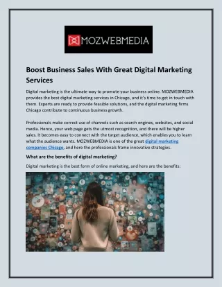 Boost Business Sales With Great Digital Marketing Services