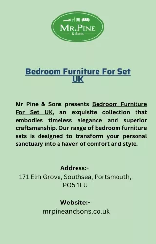 Bedroom Furniture For Set UK