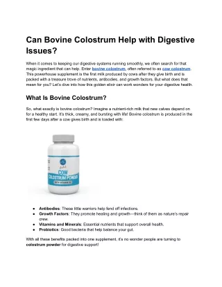 Can Bovine Colostrum Help with Digestive Issues?