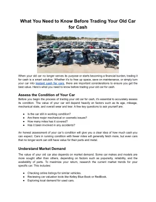 Need to Know Before Trading Your Old Car