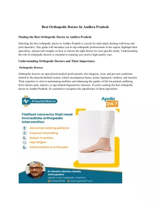 Best Orthopedic Doctor In Andhra Pradesh