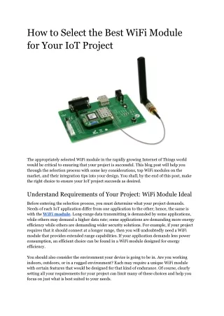 How to Select the Best WiFi Module for Your IoT Project