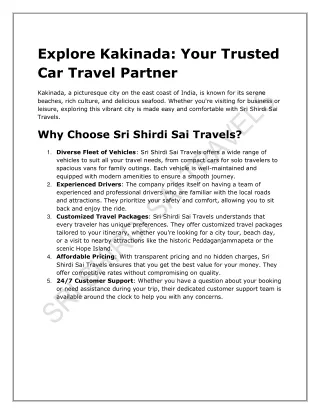 Explore Kakinada: Your Trusted Car Travel Partner