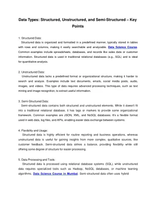 data types structured unstructured and semi