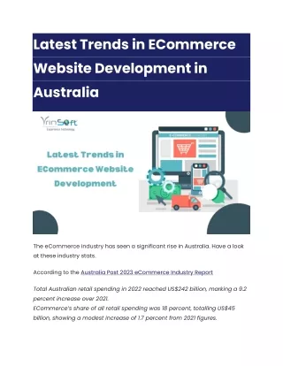 Latest Trends in ECommerce Website Development in Australia