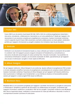 Gli Strumenti Principali di Gustavo Commodari che gli Ingegneri Dovrebbero Usare nel 2024