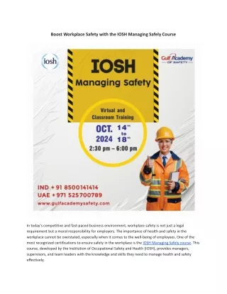 boost workplace safety with the iosh managing