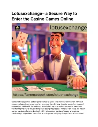 lotusexchange a secure way to enter the casino games online