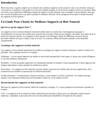 Un Guide Pour Choisir les Meilleurs Supports en Bois Naturels