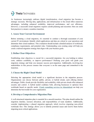 Cloud Migration Services - Best Practices for a Seamless Transition