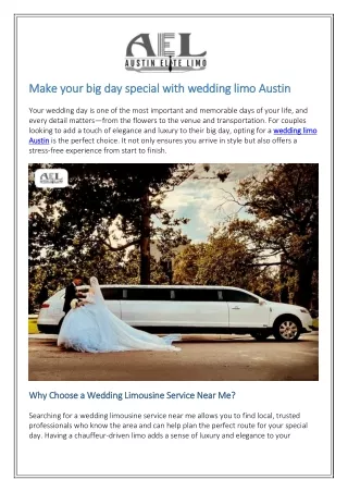 Make your big day special with wedding limo Austin