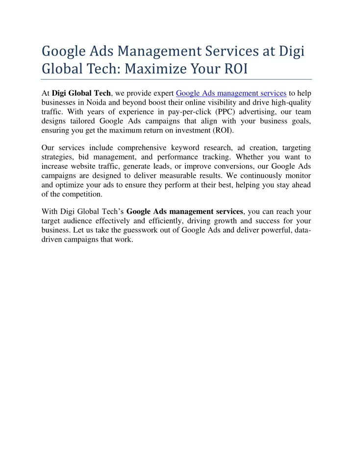 google ads management services at digi global