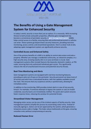 the benefits of using a gate management system
