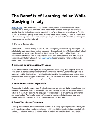 The Benefits of Learning Italian While Studying in Italy