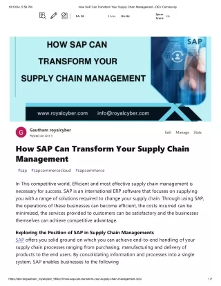 How SAP Can Transform Your Supply Chain Management