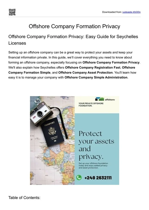 Offshore Company Formation Privacy