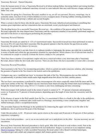 Vasectomy reversal patient education