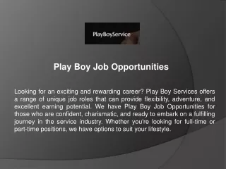 Play Boy Job Opportunities